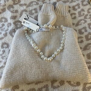 Zara pearl neckline sweater
